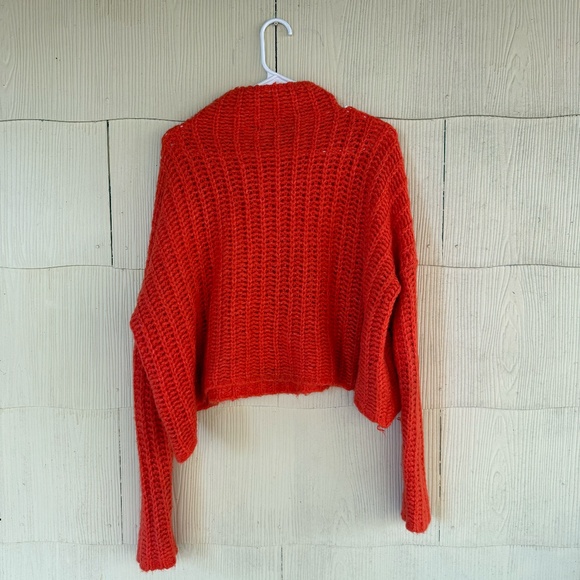 Aerie Women's Sweater Knit Orange Long Sleeve Wool Blend - Picture 4 of 4